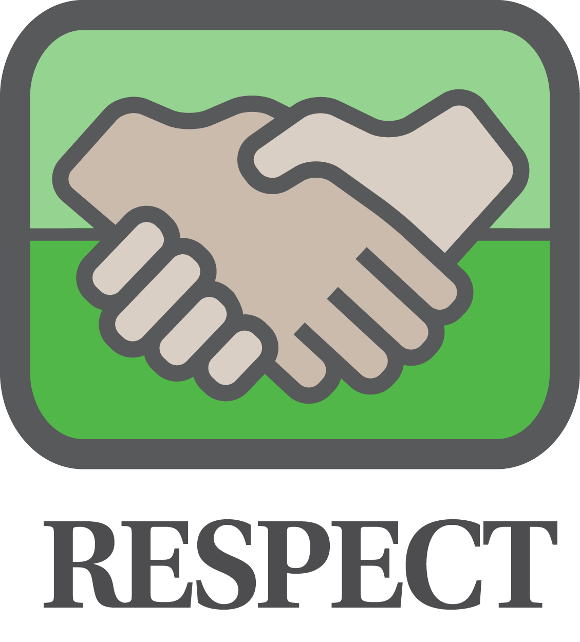Icon of shaking hands representing "respect".