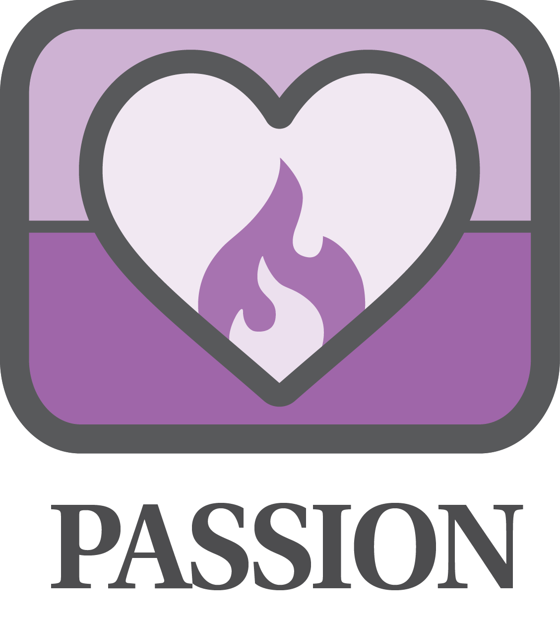 Icon of a heart and flame representing "passion".